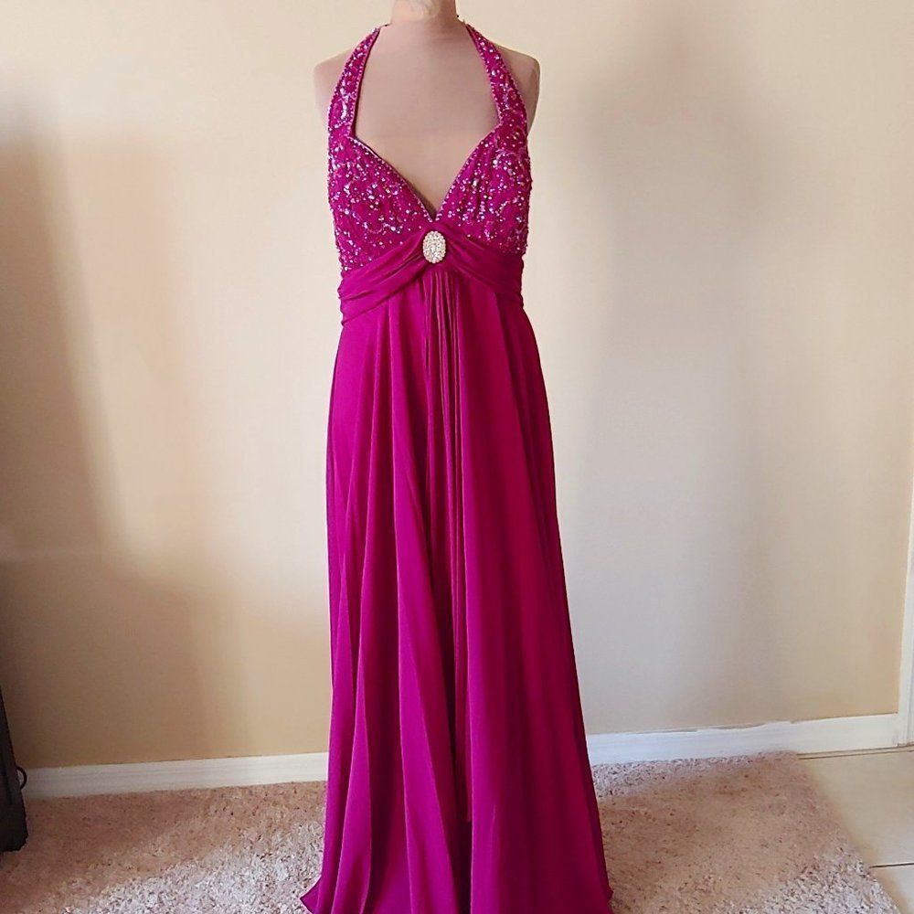 PRICE JUST REDUCED! NWT Beautiful Fuchsia Long Gown by Wow Style 8034